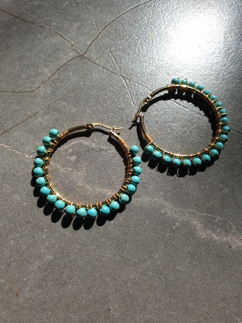 Hoop earrings big Turquoise