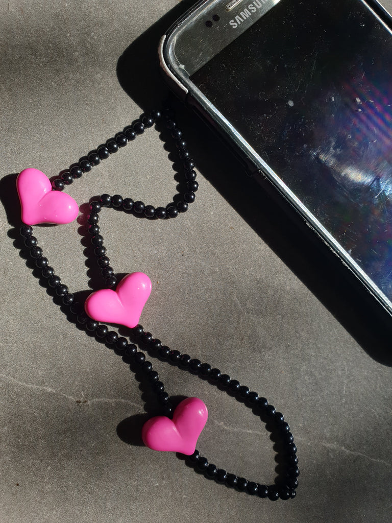 Phone chain pink heart